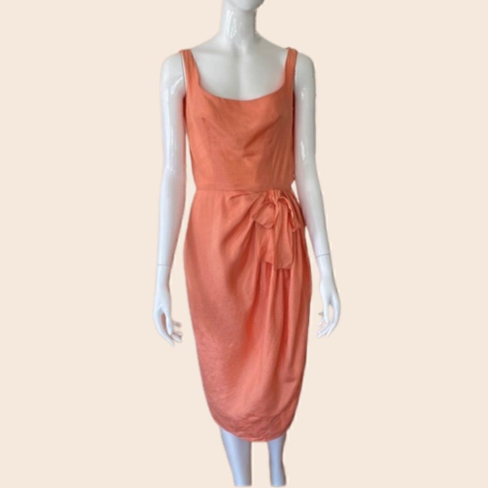 Vintage Vogue Paris Original Peachy Fitted Dress Size Small